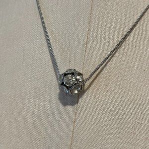 Vintage Necklace with Rhinestone Spherical Pendant